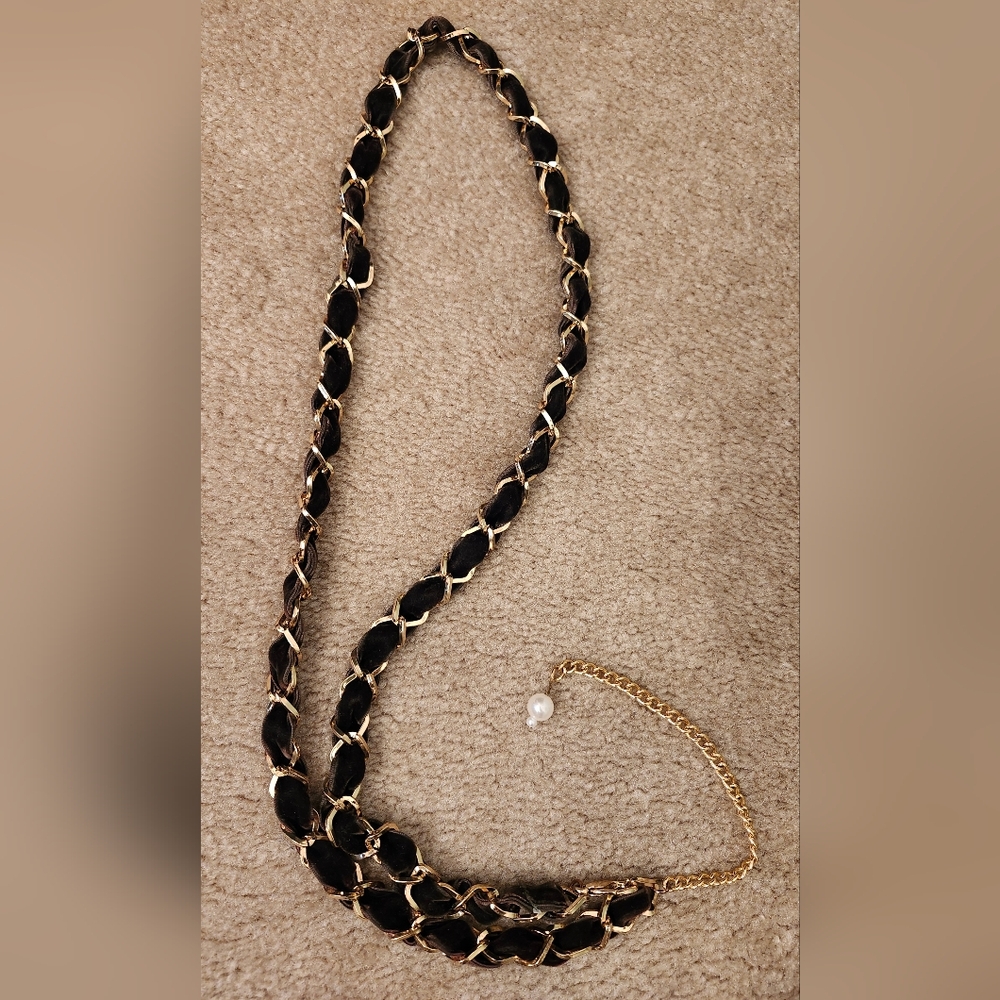 Brown and Gold Chain Interwoven Belt/Necklace